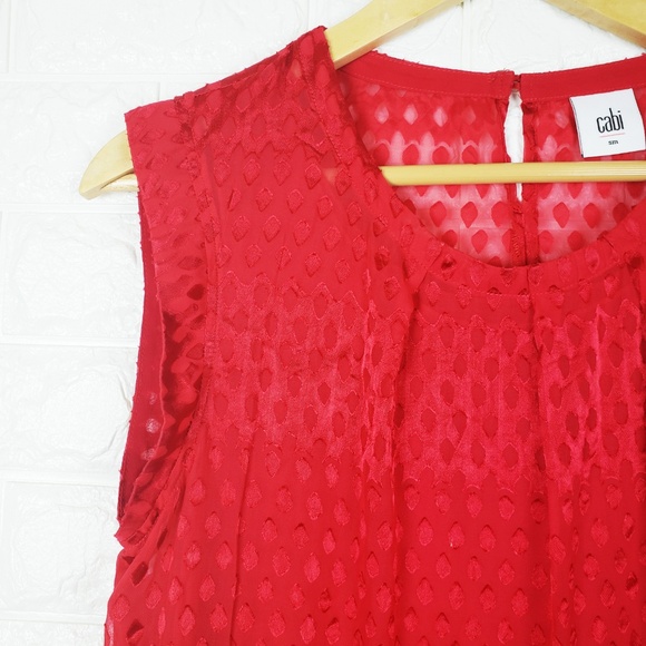 CAbi Patterned Red Scarlet Blouse #3130 Perfect Valentines look! - Picture 4 of 8